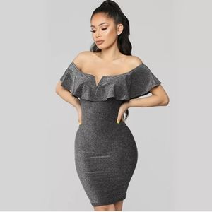 Sparkle ruffle mini dress